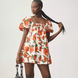 anthropologie maeve smocked babydoll dress